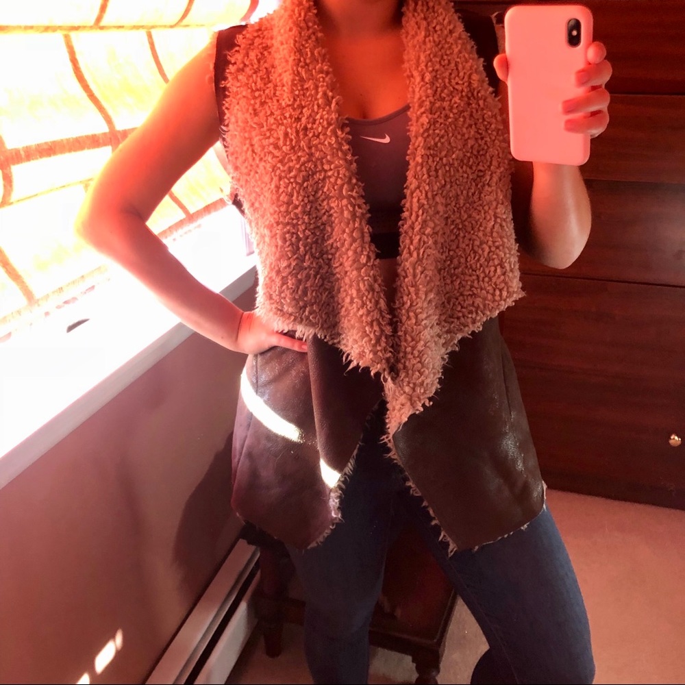 Velvet Faux Fur Lined Fall Vest OS
